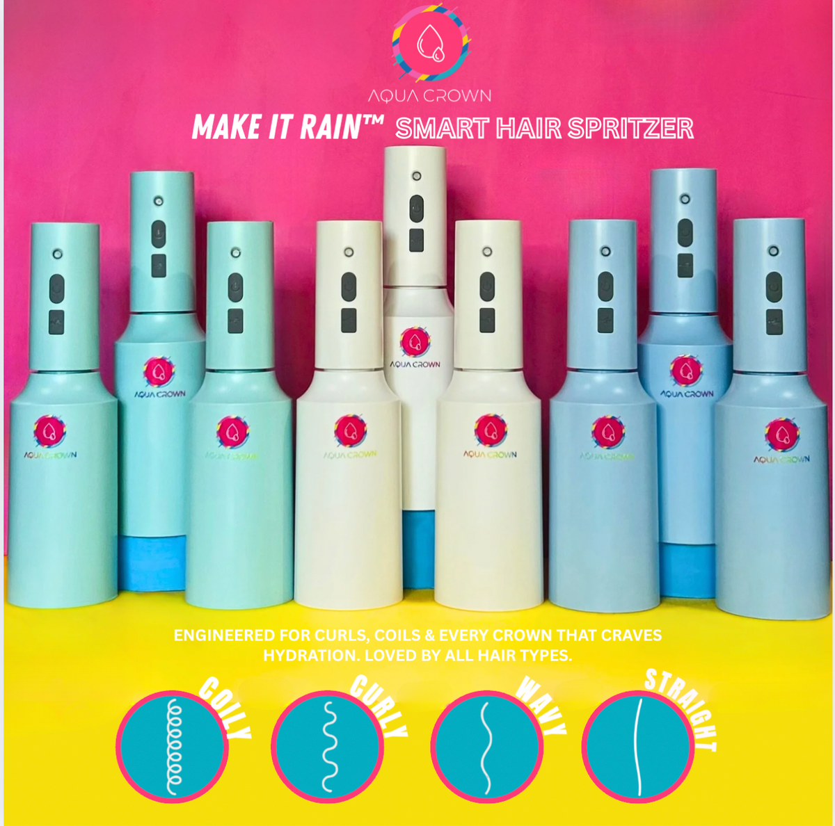 MAKE IT RAIN™ Smart Hair Spritzer by Aqua Crown - The Original Crown Care™ for Natural, Curly, & Textured Hair